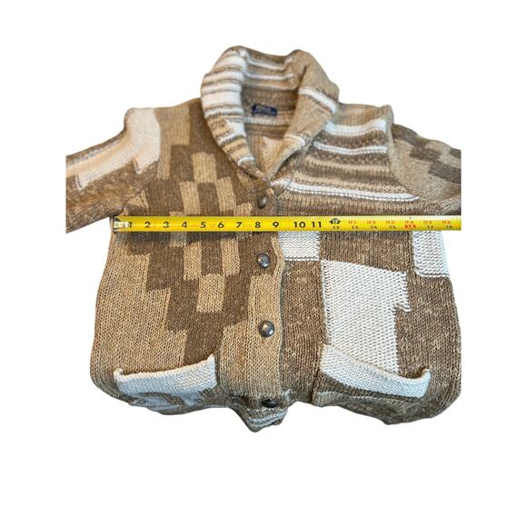 Polo Ralph Lauren Womens Patchwork Aztec Linen Blend Cardigan Sz S Tan Western - Picture 12 of 13